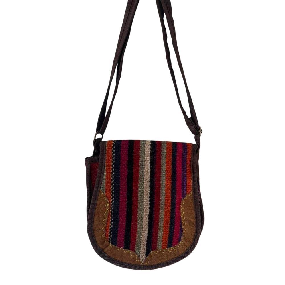 Handmade Boho Crossbody Bag Woven Kilim Shoulder Purse Ethnic Festival Tote - Picture 6 of 11